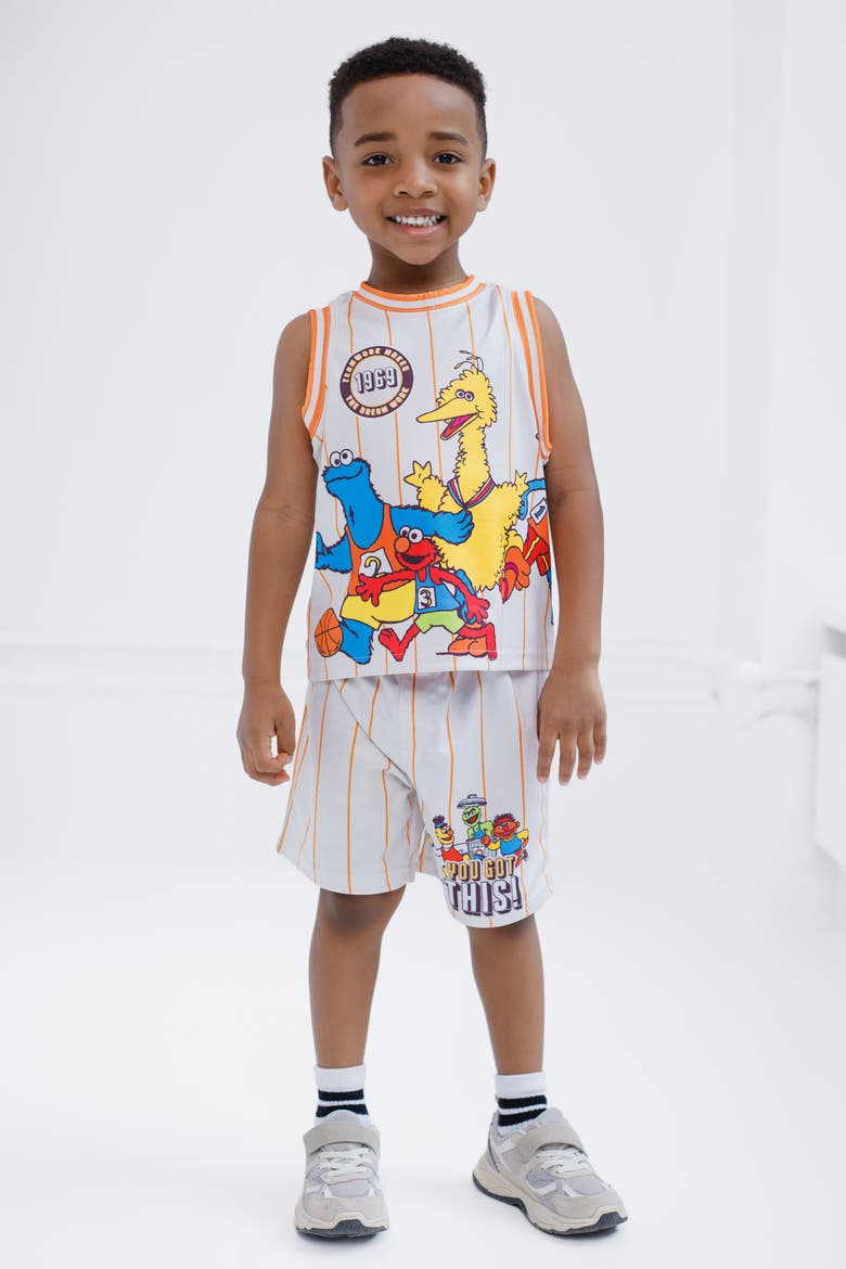 2-Piece Basketball Jersey and Shorts Set, Alternate, color, Orange Stripe
