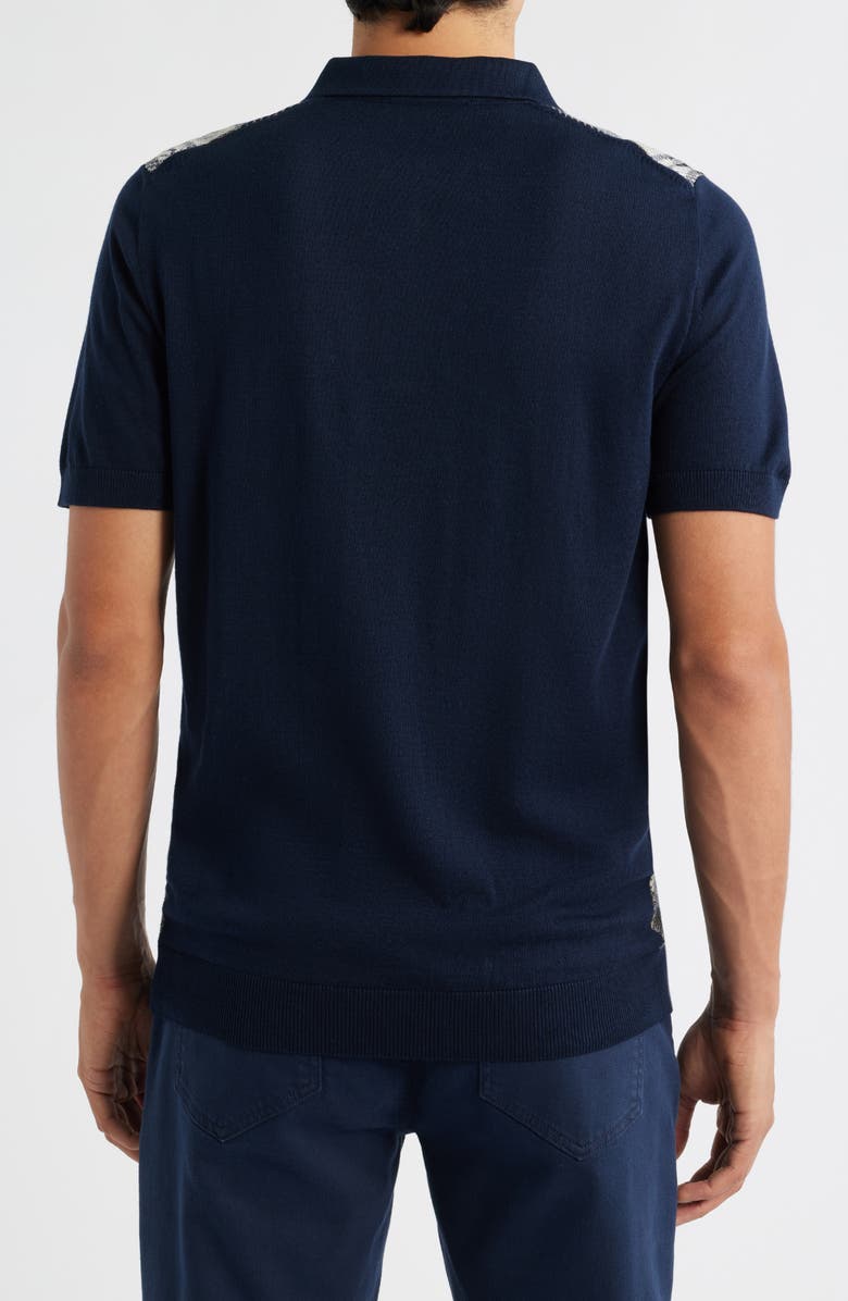 Robert Barakett Kenzo Plaid Short Sleeve Quarter Zip Sweater, Alternate, color, Navy