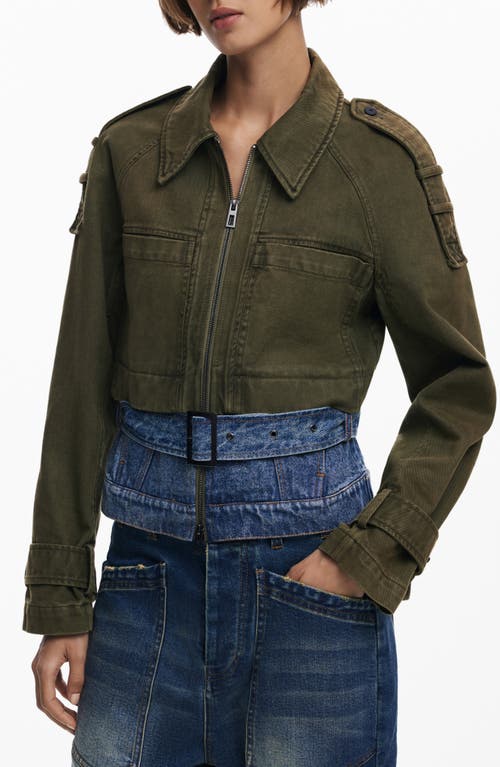 Desigual Mixed Media Jacket In Green