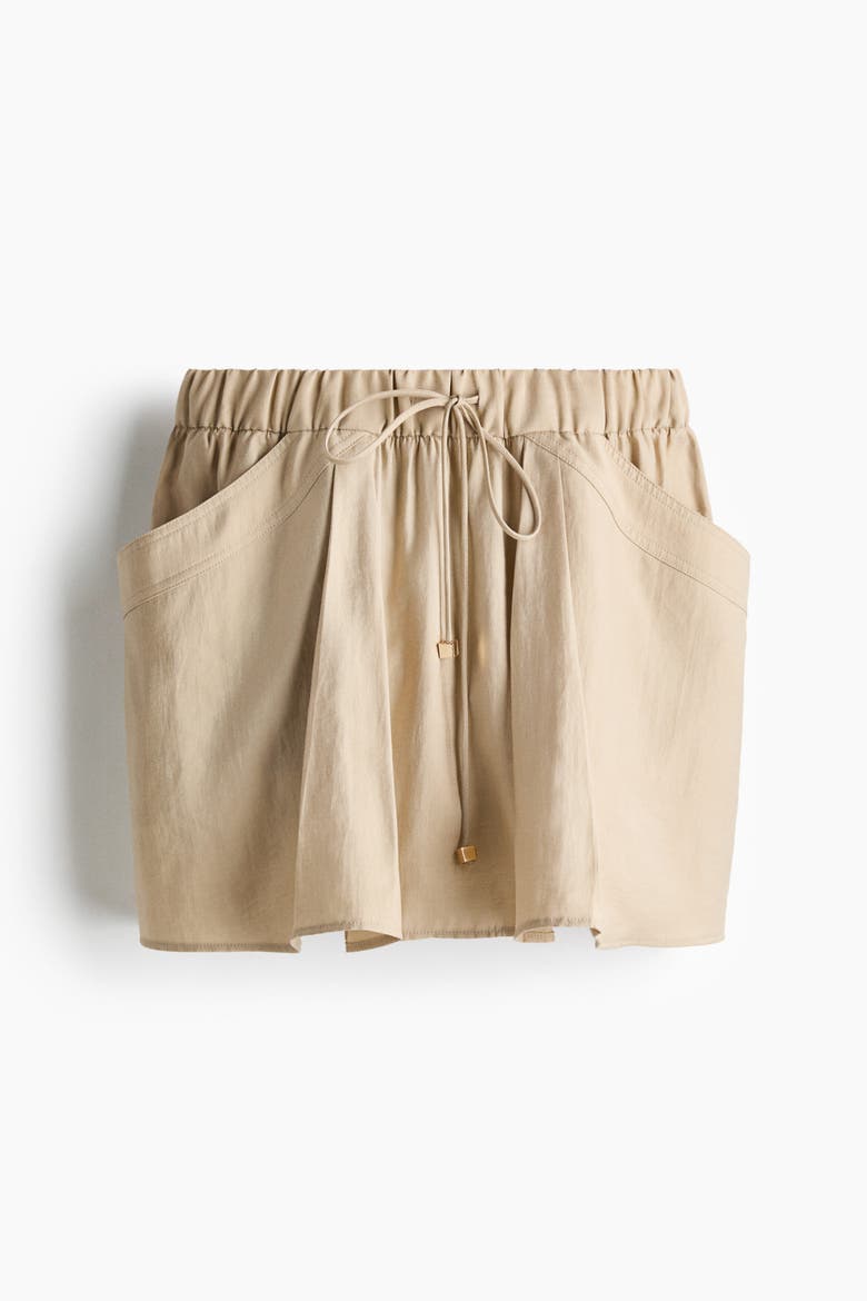 Lyocell-blend Drawstring Skirt, Alternate, color, Beige