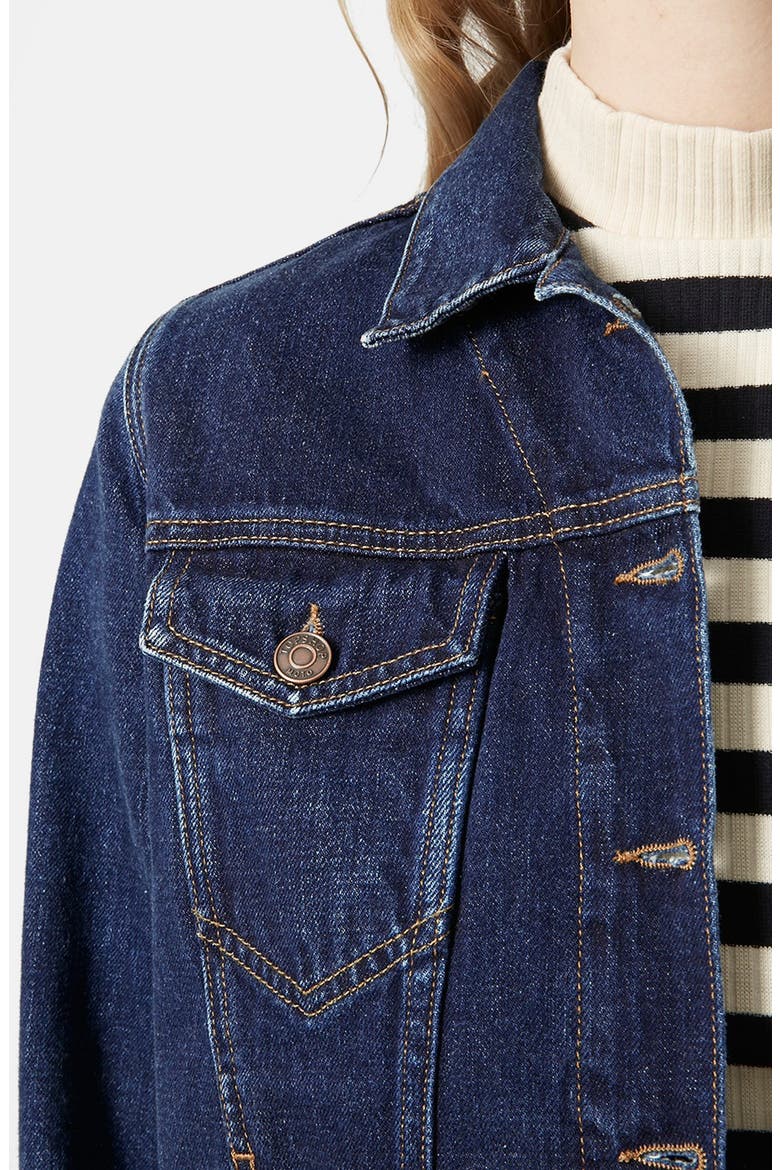 Moto 'Tilda' Western Denim Jacket, Alternate, color, INDIGO