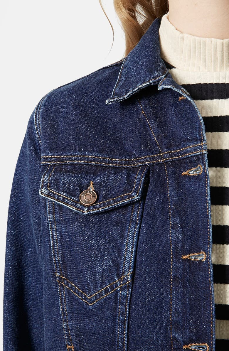 Topshop Moto 'Tilda' Western Denim Jacket, Alternate, color,
