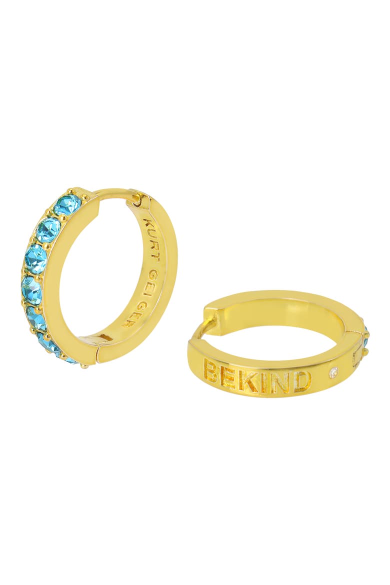 Crystal Huggie Hoop Earrings, Alternate, color, GOLD/ AQUA