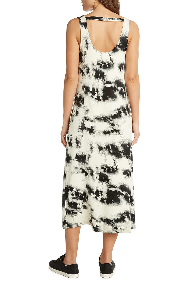 matty m. Tie Dye Sleeveless Midi Dress, Alternate, color, Black