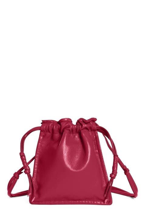 Bowie Adjustable Drawstring Metallic Leather Pouch