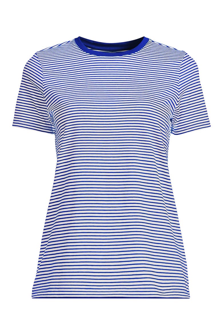 Supima Cotton Crewneck T-Shirt, Alternate, color, Cobalt/Ivory Micro Stripe