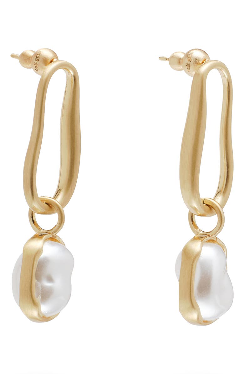 Cult Gaia Vera Faux Pearl Drop Earrings, Alternate, color, Brushed Brass