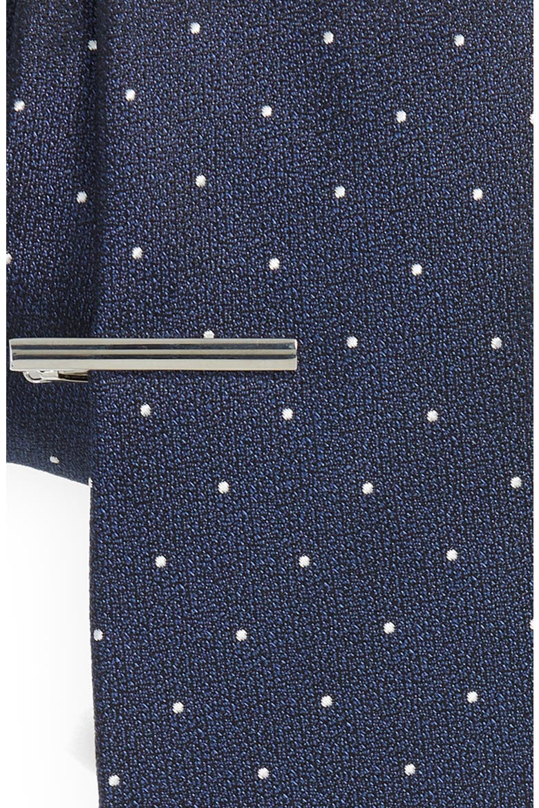 Dot Silk Tie, Silk Pocket Square & Tie Bar Set, Alternate, color, NAVY