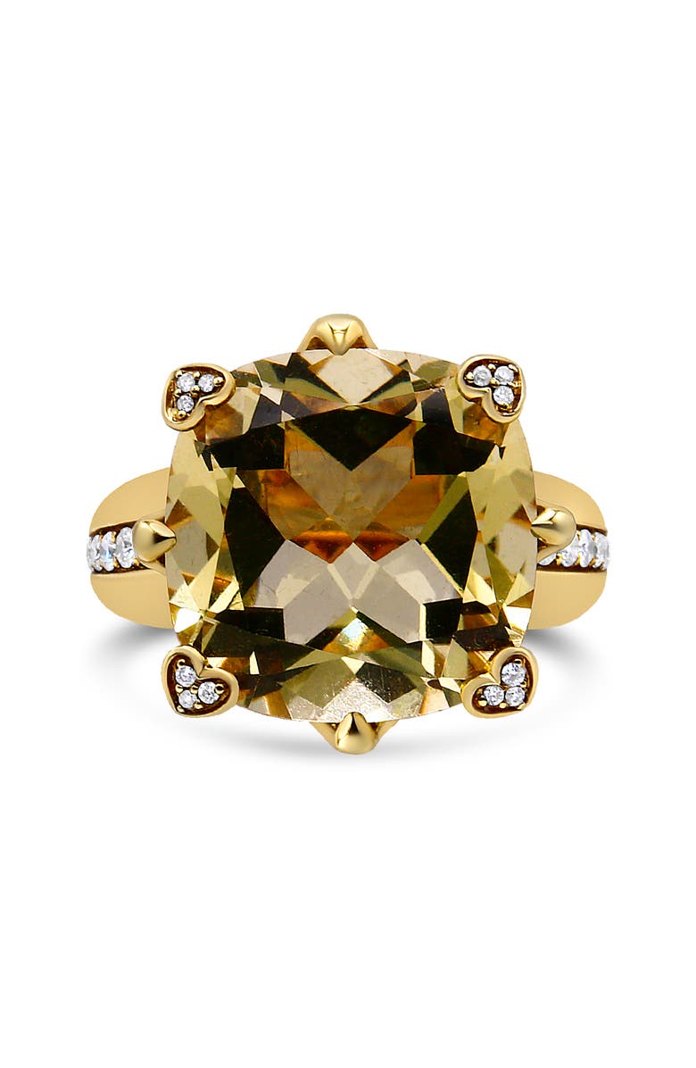 Haus of Brilliance 18K Gold Quartz & 1/4 Ct Diamond Accented Cocktail Ring -, Main, color, Yellow