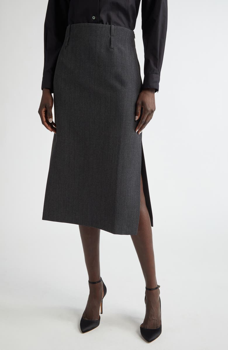 ST. JOHN Pinstripe Luxe Suiting Skirt, Main, color, Shadow