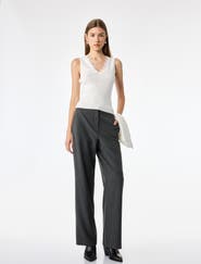 Koton Pinstriped Wide Leg Trousers With Pockets