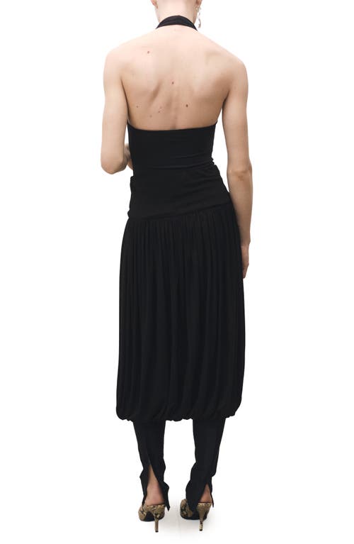 Mango Open Back Halter Bodysuit In Black