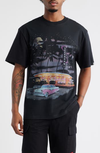 Icecream Diamond Oversize Graphic T-shirt In Black