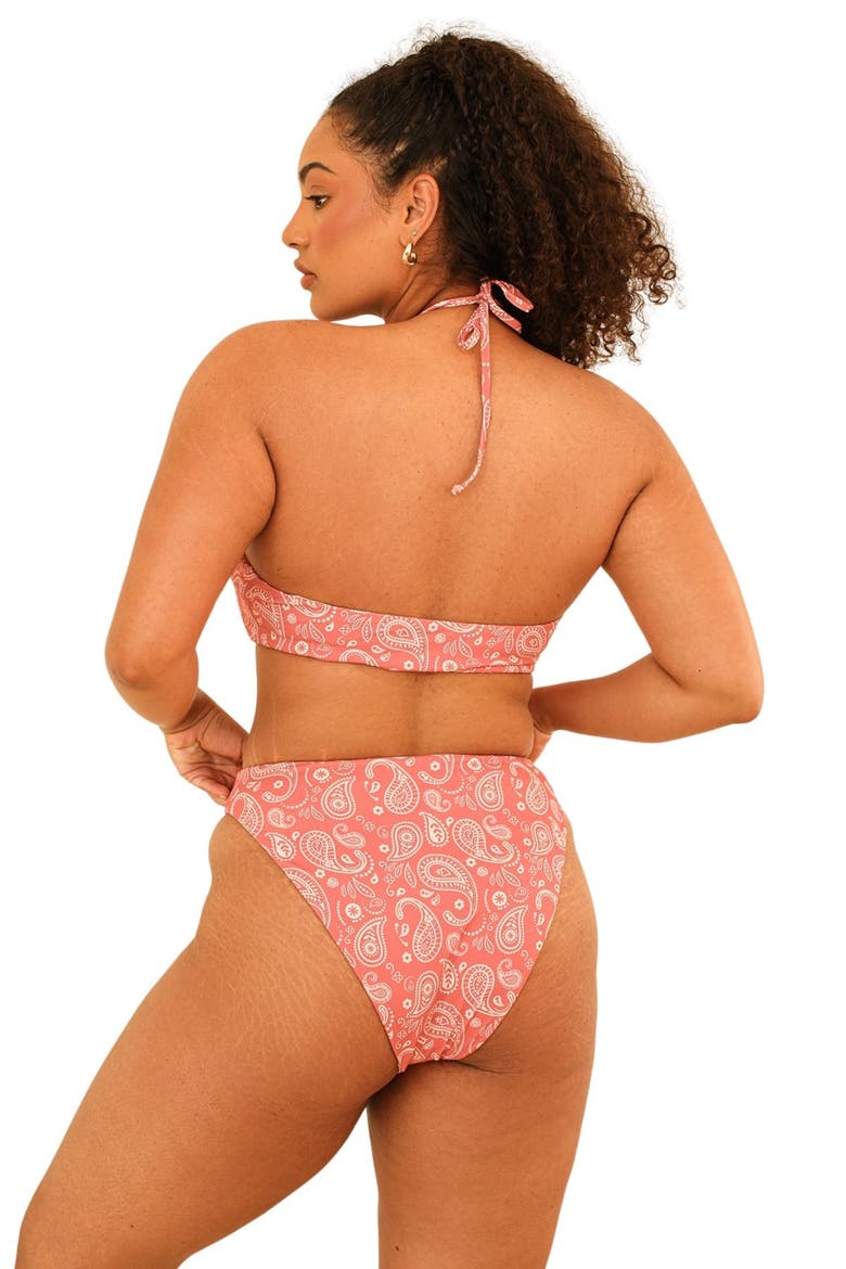 Seashore High Waist Cheeky Bikini Bottom, Alternate, color, Pink Paisley