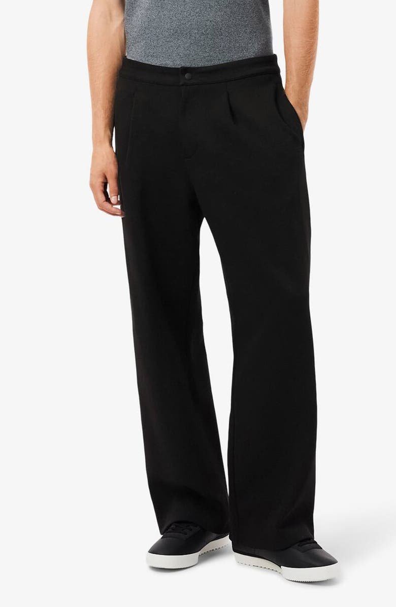 Lacoste Loose Fit Pleated Piqué Pants, Main, color, 031 Black