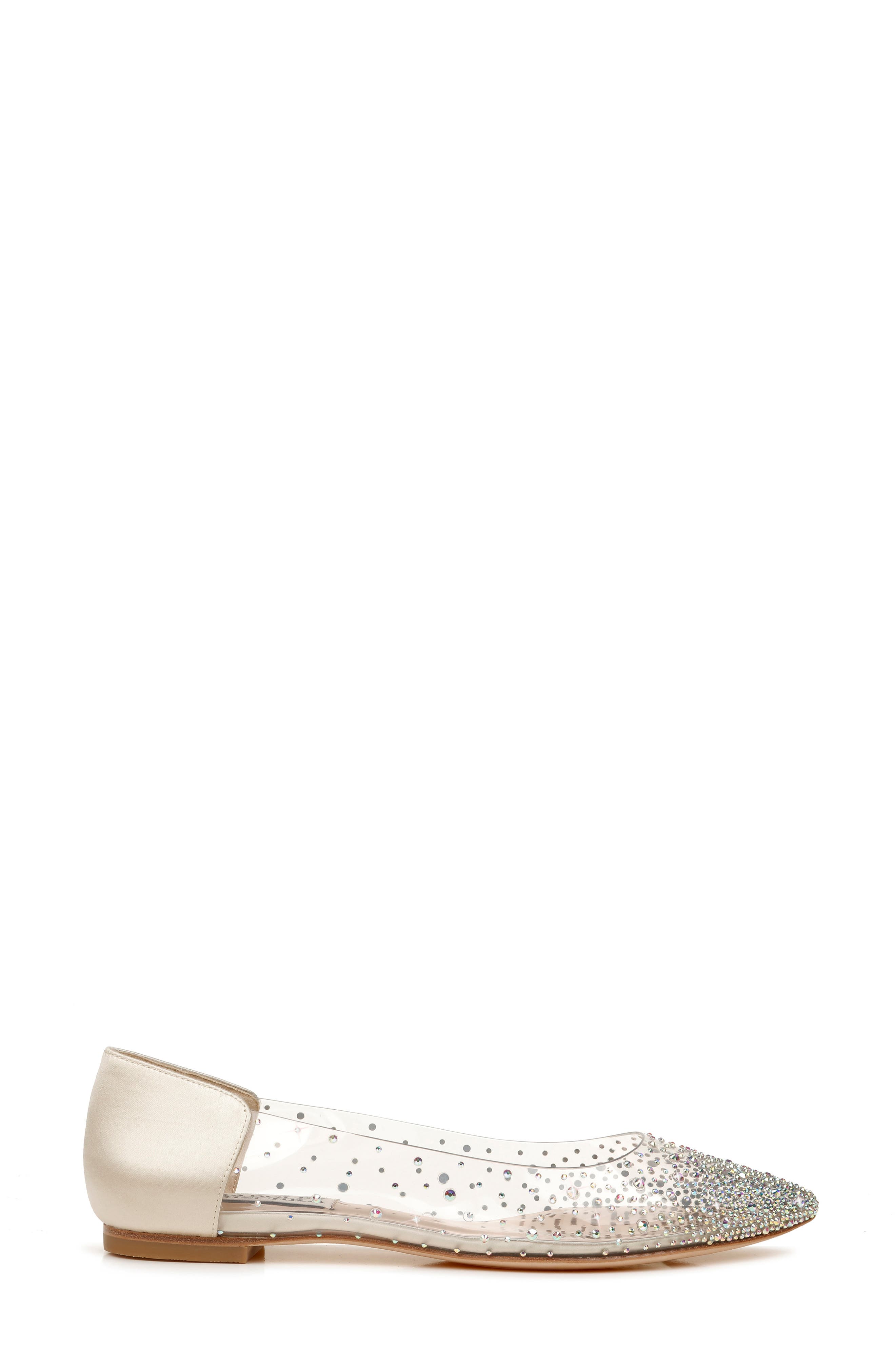 Gabi Embellished Pointed Toe Flat, Alternate, color, IVORY LEATHER