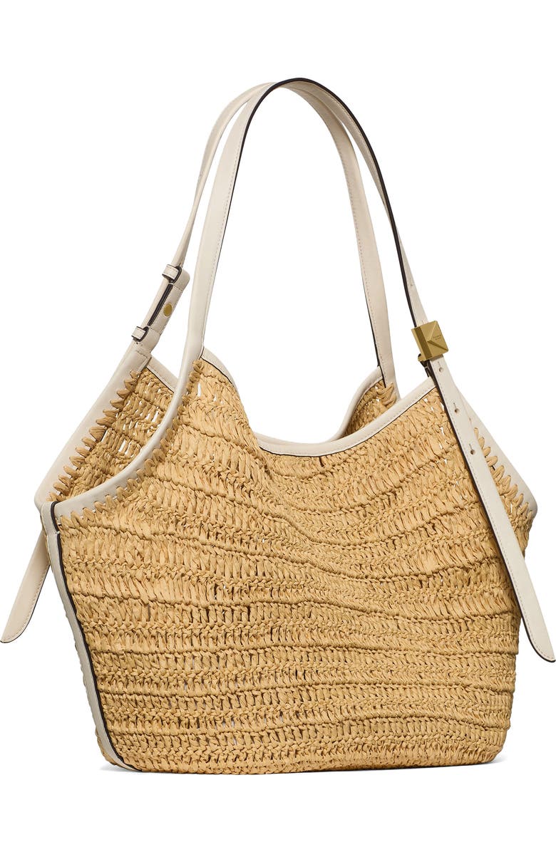 Kate Spade New York deco straw small tulip tote bag, Alternate, color,