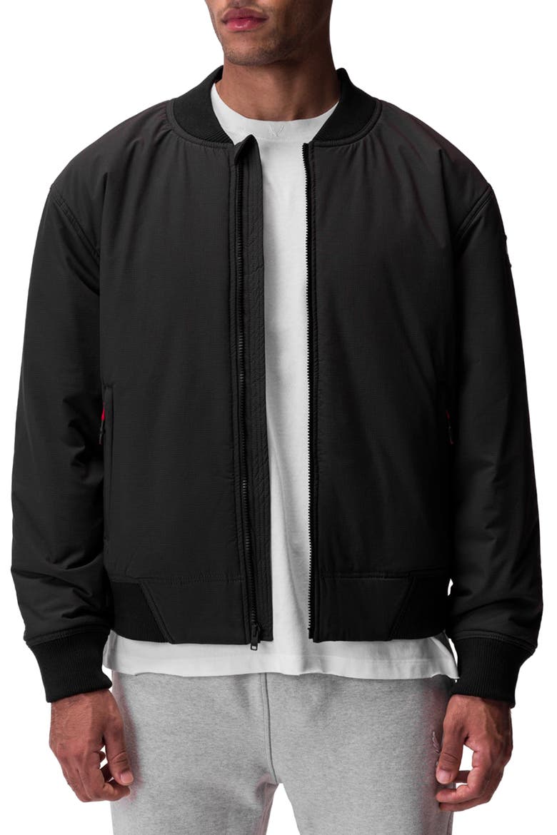 Water Resistant Insulated Bomber Jacket, Main, color, BLACK