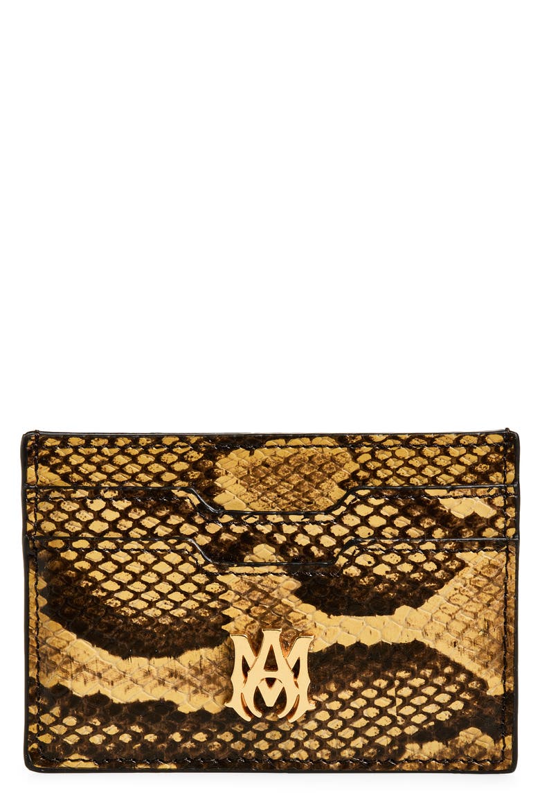 Python Embossed Card Holder, Main, color, BROWN
