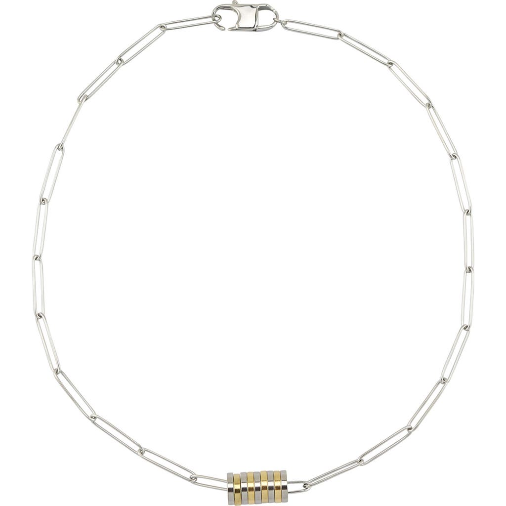 Rebl Gender Inclusive Two-tone Disc Chain Bracelet In Silver