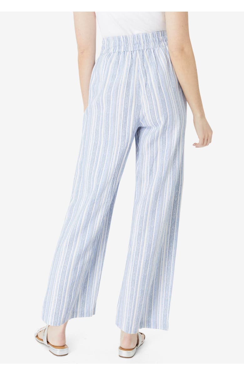 Roaman's Plus Size Linen Wide-Leg Pant, Alternate, color, White