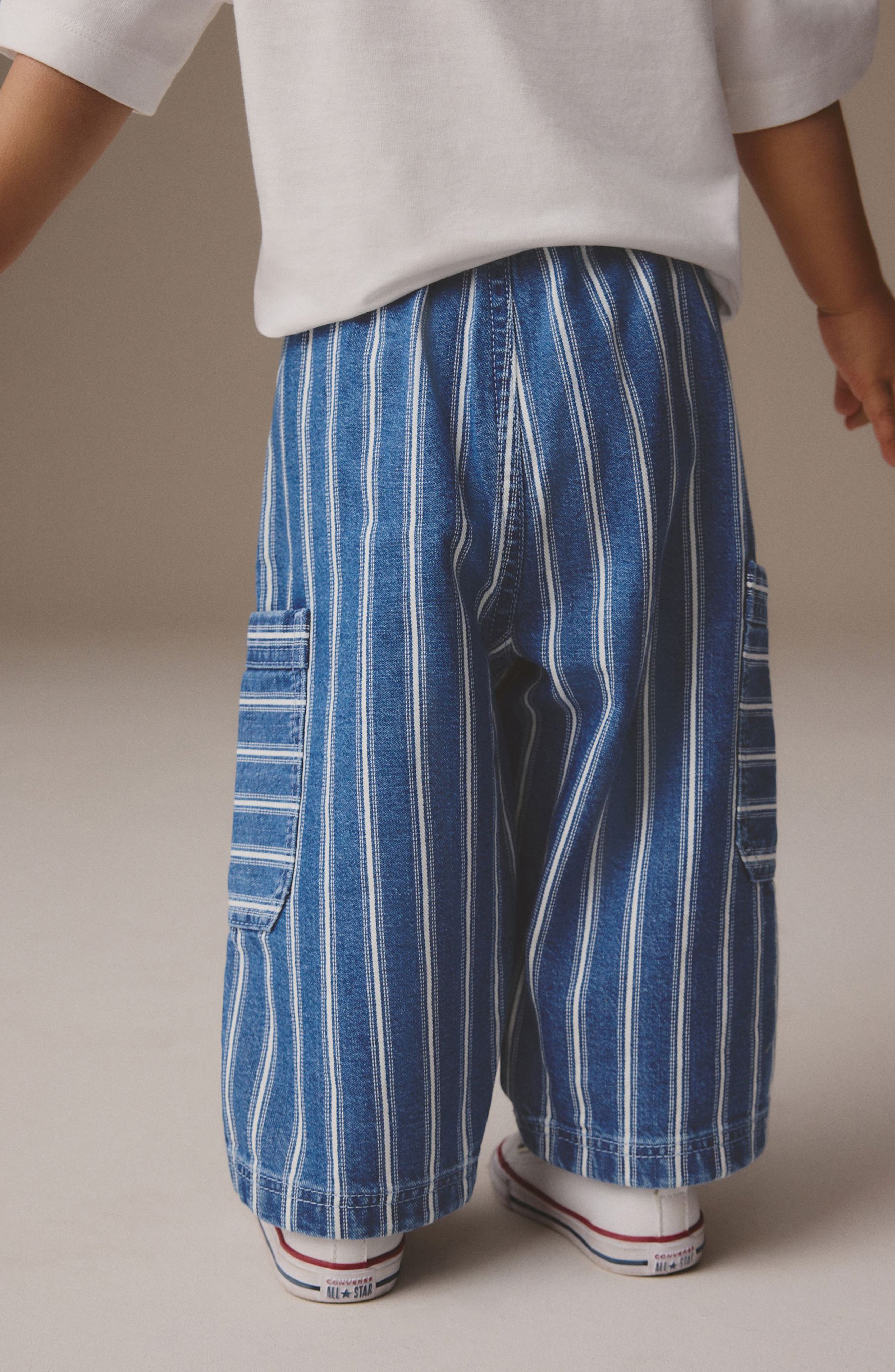 NEXT Kids' Stripe Wide Leg Cargo Jeans — фото 4
