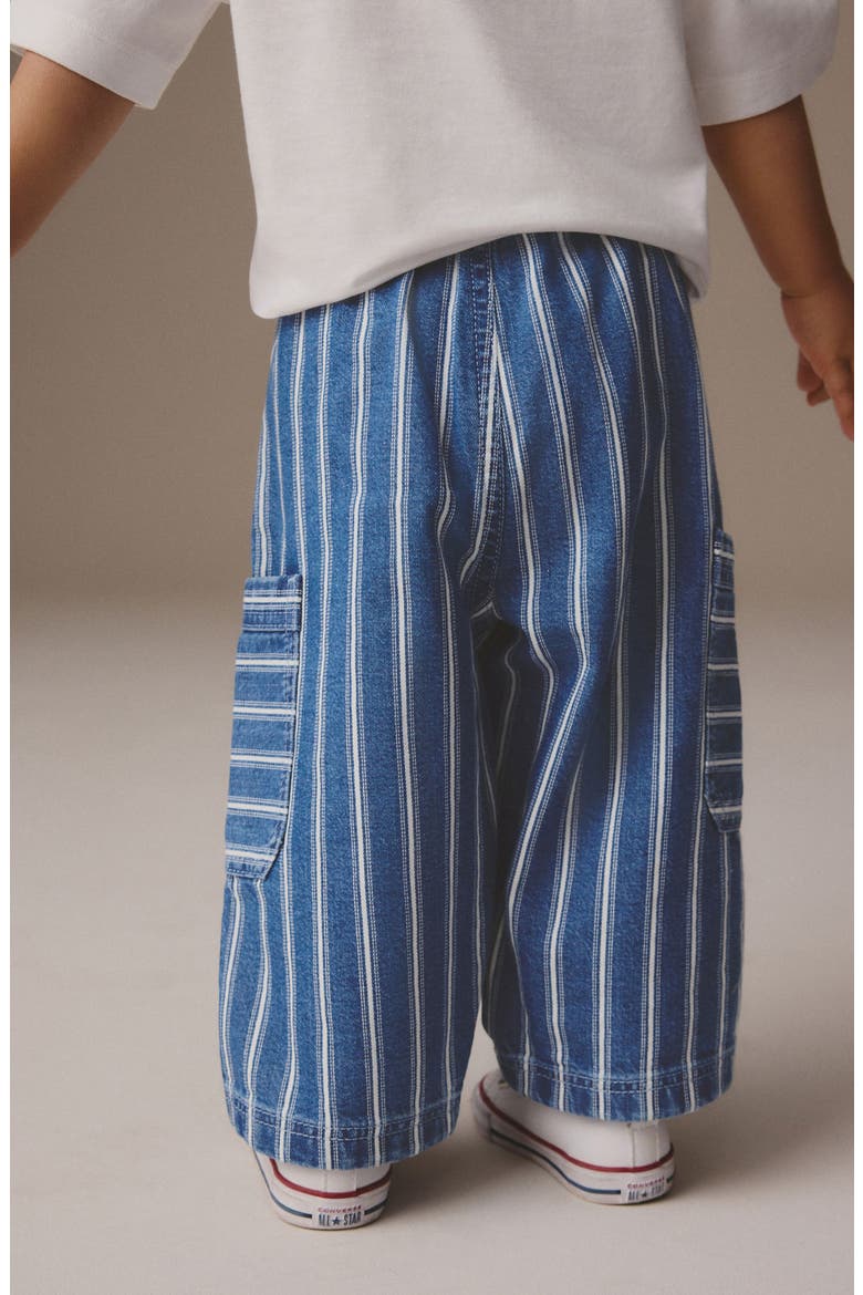 Kids' Stripe Wide Leg Cargo Jeans, Alternate, color, BLUE