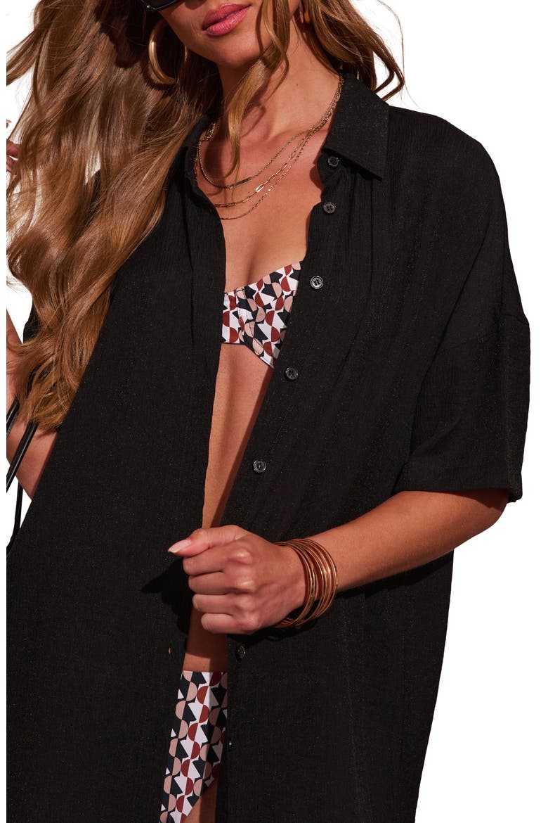 Whispered Coat Cover-Up Shirt, Alternate, color, BLACK