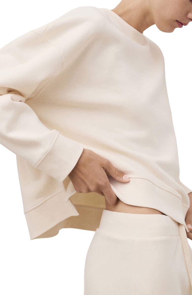 MANGO Crewneck Cotton Sweatshirt, Main, color, Vanilla