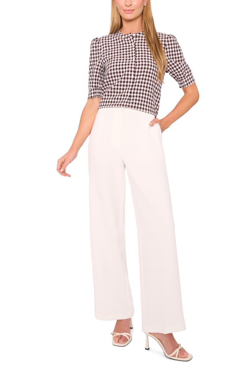 Halogen<sup>®</sup> Gingham Puff Sleeve Woven Shirt, Alternate, color, Chicory Coffee