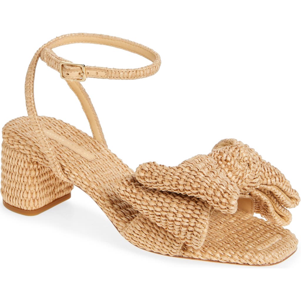 Loeffler Randall Carmen Woven Bow Ankle-strap Sandals In Natural