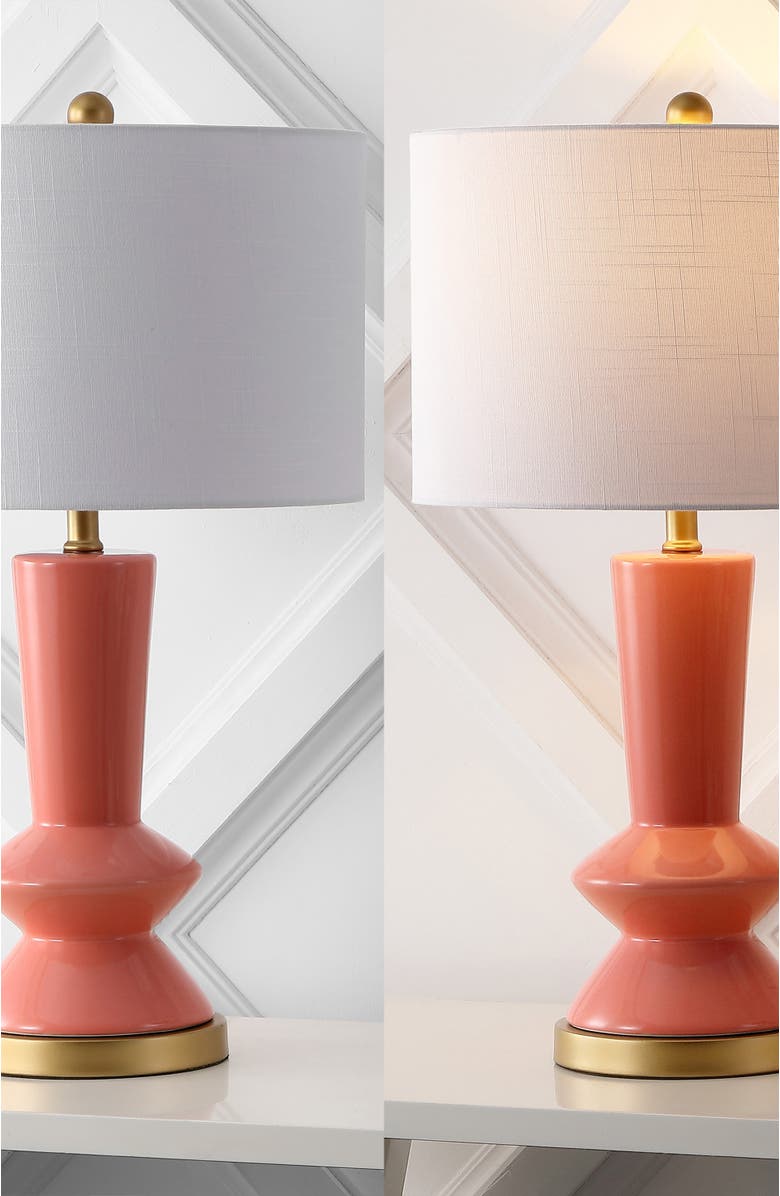 JONATHAN Y Ziggy Ceramic/Iron Contemporary Glam LED Table Lamp, Alternate, color, Coral/Brass Gold
