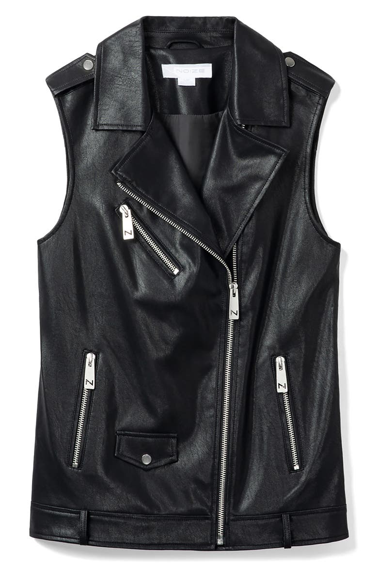 Faux Leather Vest, Alternate, color, BLACK