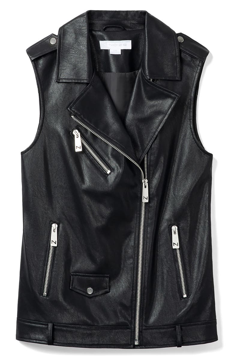 Noize Faux Leather Vest, Alternate, color, Black