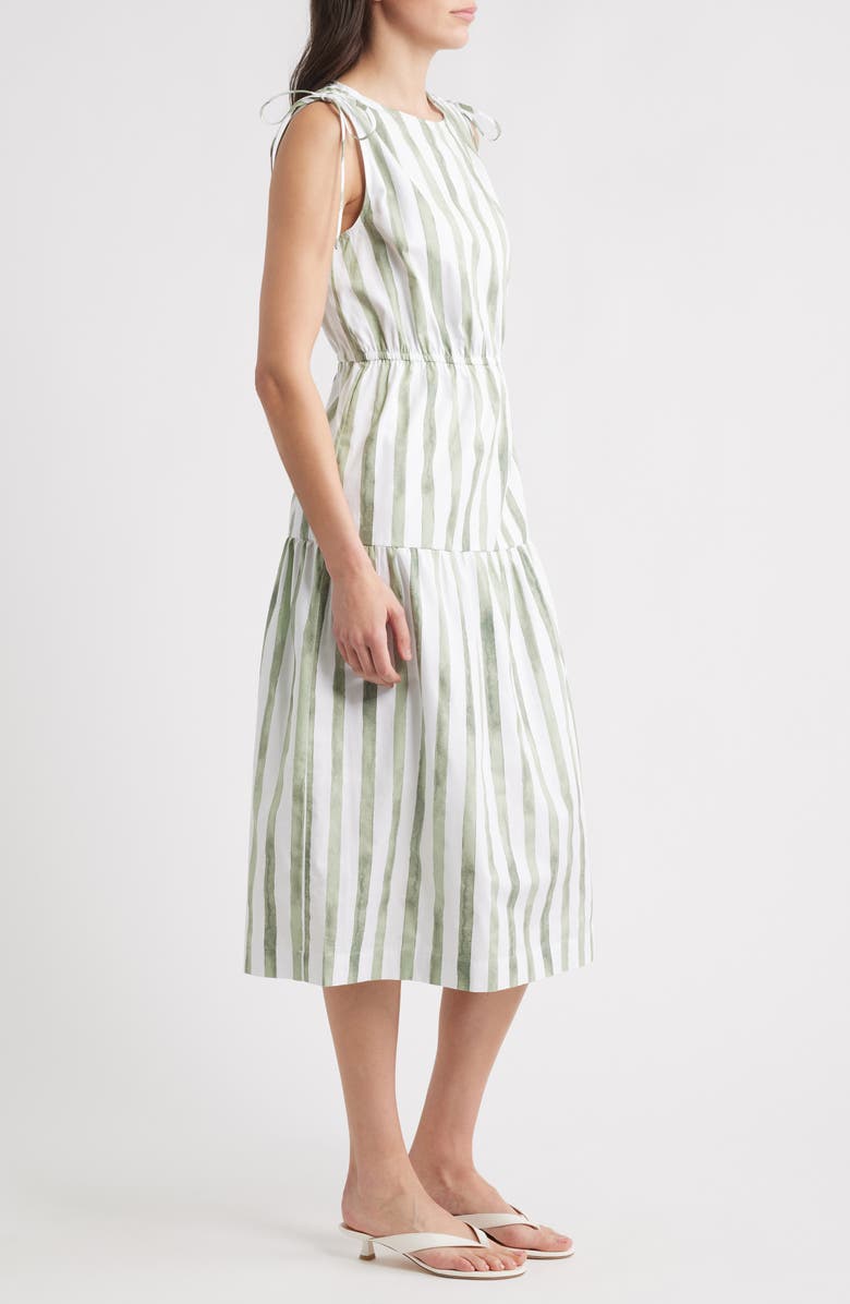 Bobeau Sleeveless Midi Dress, Alternate, color, Light Olive Stripe