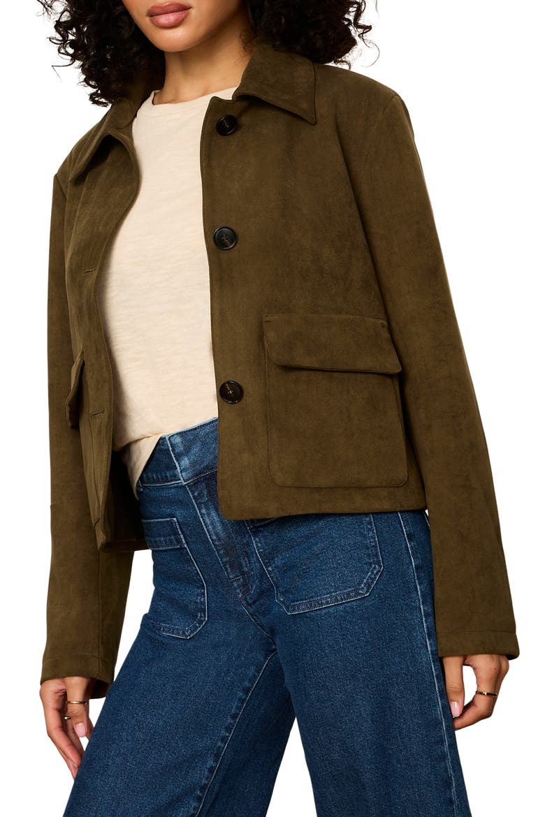 Avid Faux Suede Jacket, Alternate, color, LIGHT KALAMATA GREEN