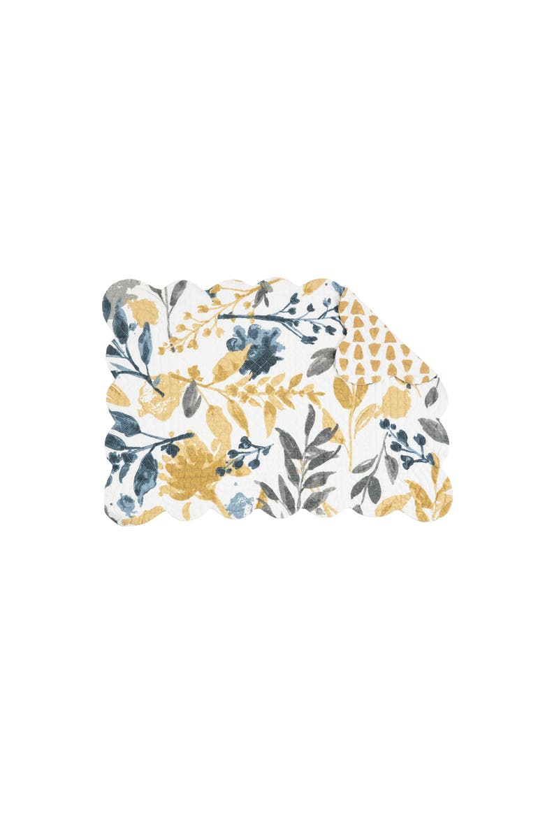 Natural Home Cotton Quilted Rectangular Reversible Placemats Set of 6, 13" x 19", Main, color, Yellow