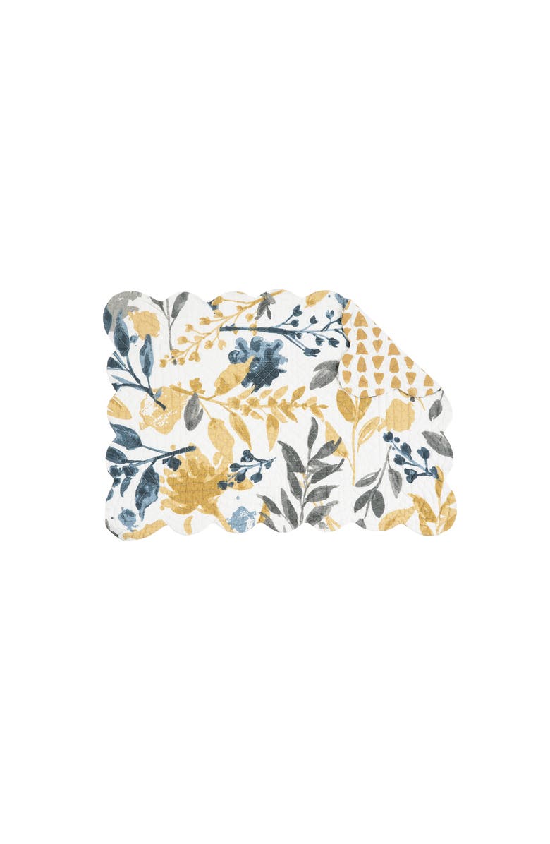 C&F Home Natural Home Cotton Quilted Rectangular Reversible Placemats Set of 6, 13" x 19", Main, color, Yellow