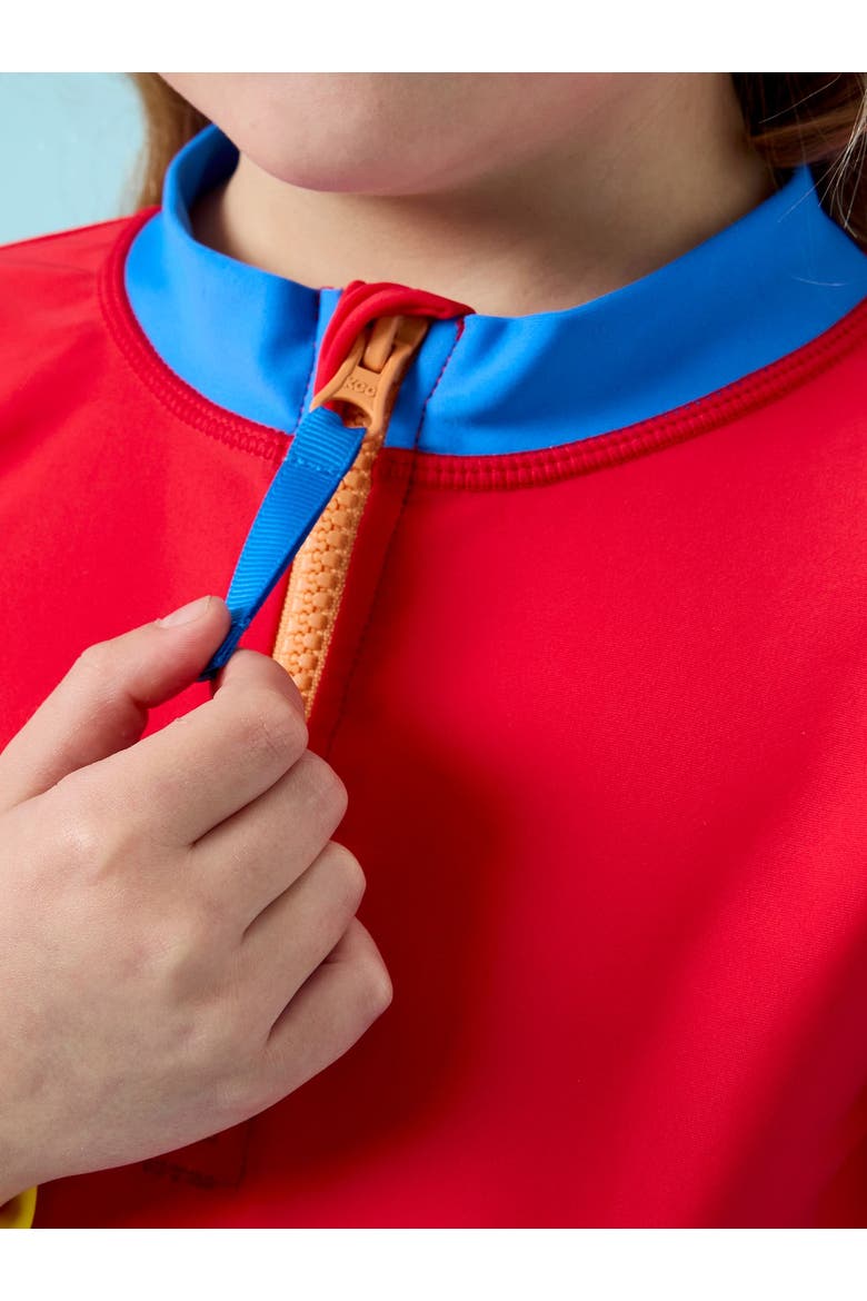 Toddler Girls UPF50+ Long Sleeve Zipper Rash Guard 2-Piece, Alternate, color, Primary Color Block