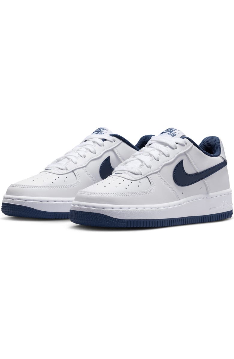 Nike Kids' Air Force 1 Sneaker, Main, color, White/ Grey/ Midnight Navy