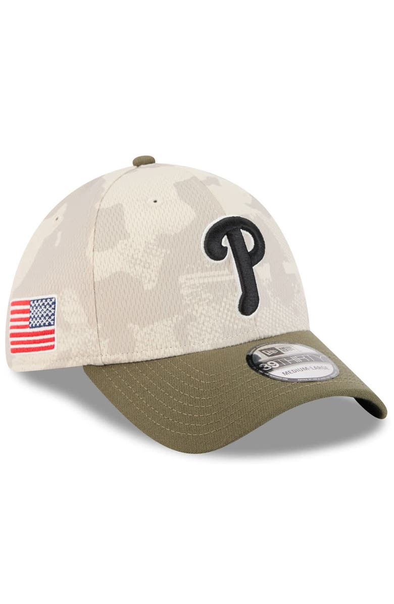 New Era Men's New Era Light Beige/Olive Philadelphia Phillies 2025 Armed Forces Day 39THIRTY Flex Hat, Alternate, color, 