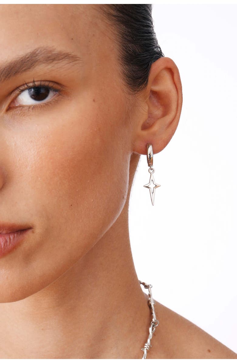 Velvet Luna Sparkle Charm Huggie Earrings, Alternate, color, Silver