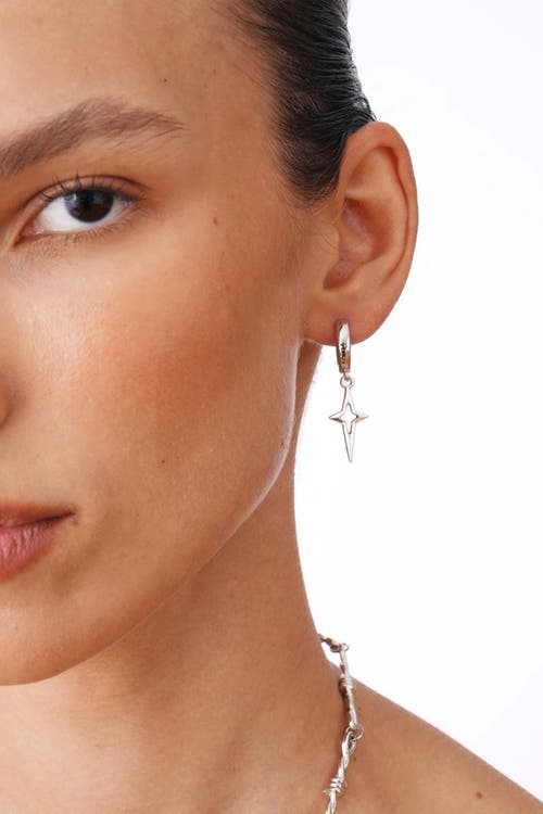 Velvet Luna Sparkle Charm Huggie Earrings In Silver