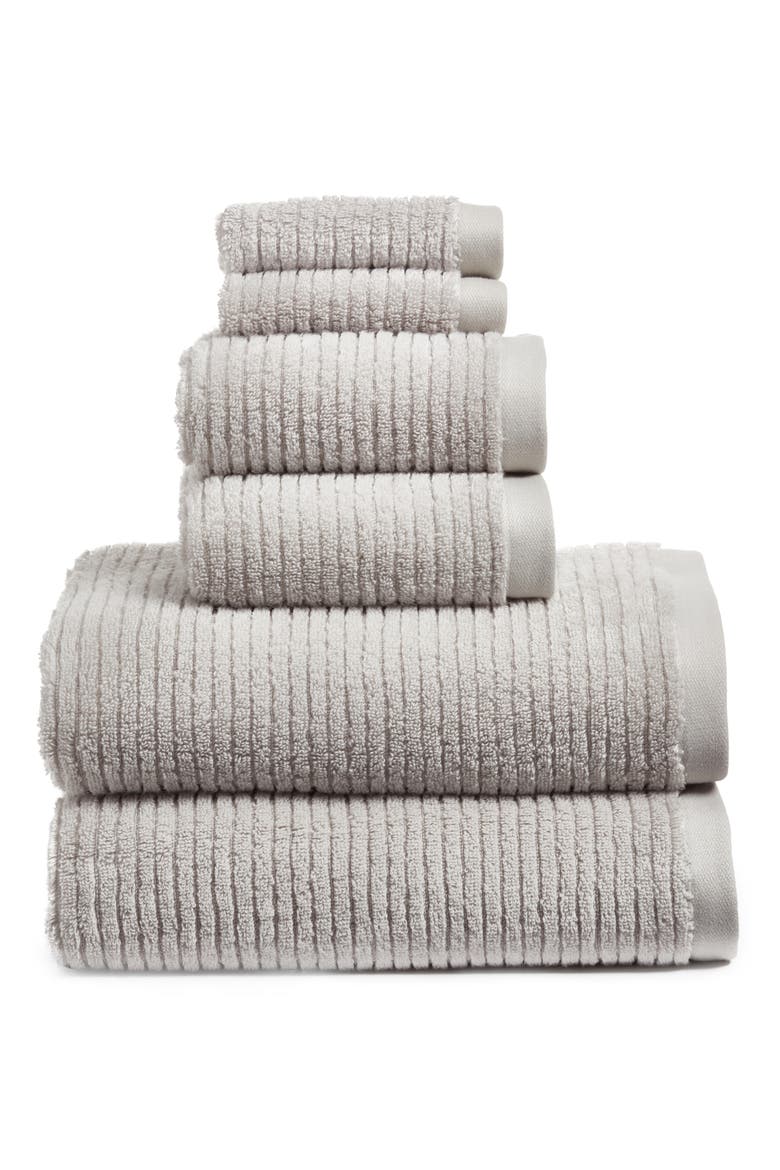 6-Piece Hydro Organic Cotton Blend Bath Towel, Hand Towel & Washcloth Set, Main, color, GREY VAPOR
