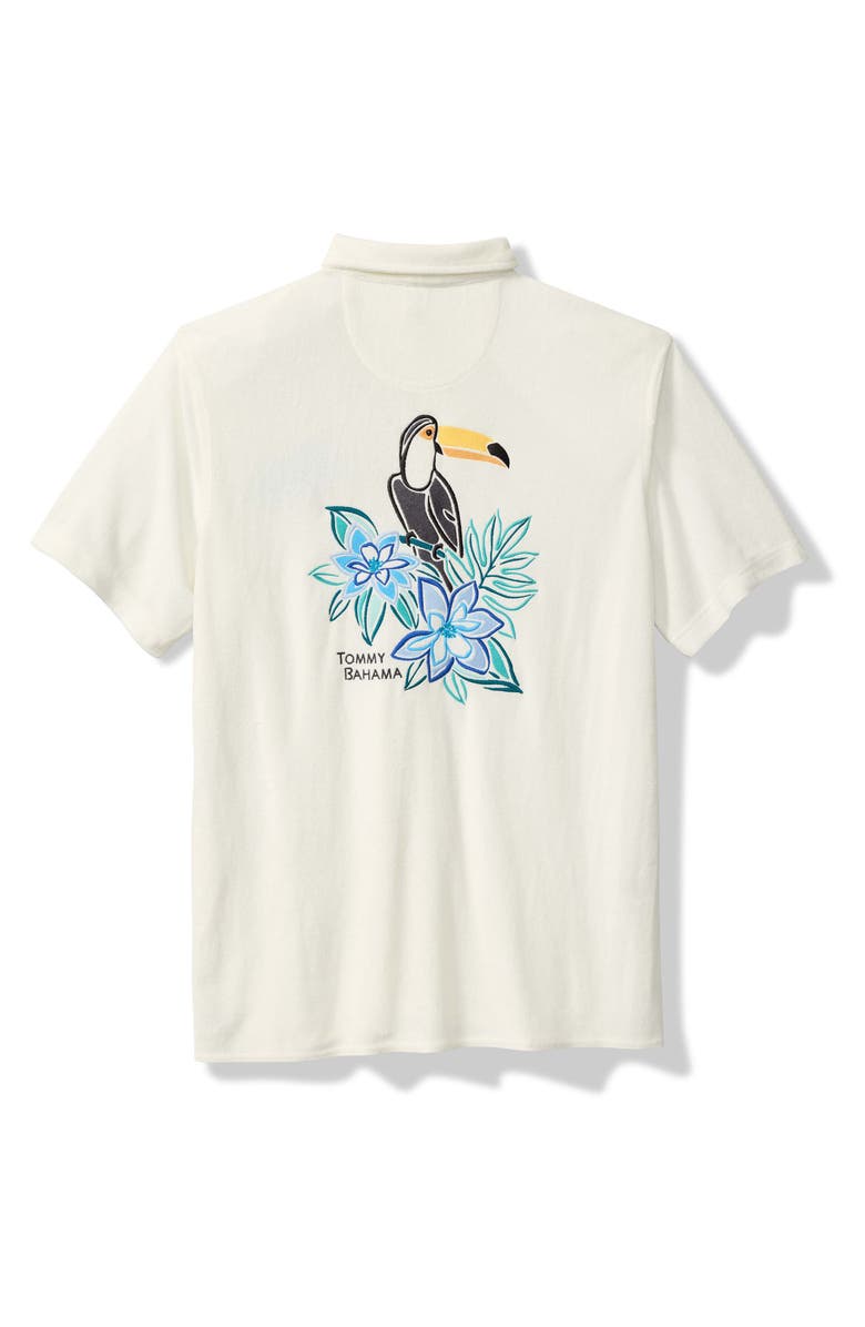 Tommy Bahama Poolside Toucan Terry Cloth Camp Shirt, Alternate, color, 