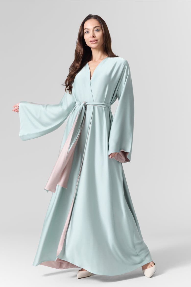 Luna Reversible Silk Belted Dress, Main, color, Pink/Green