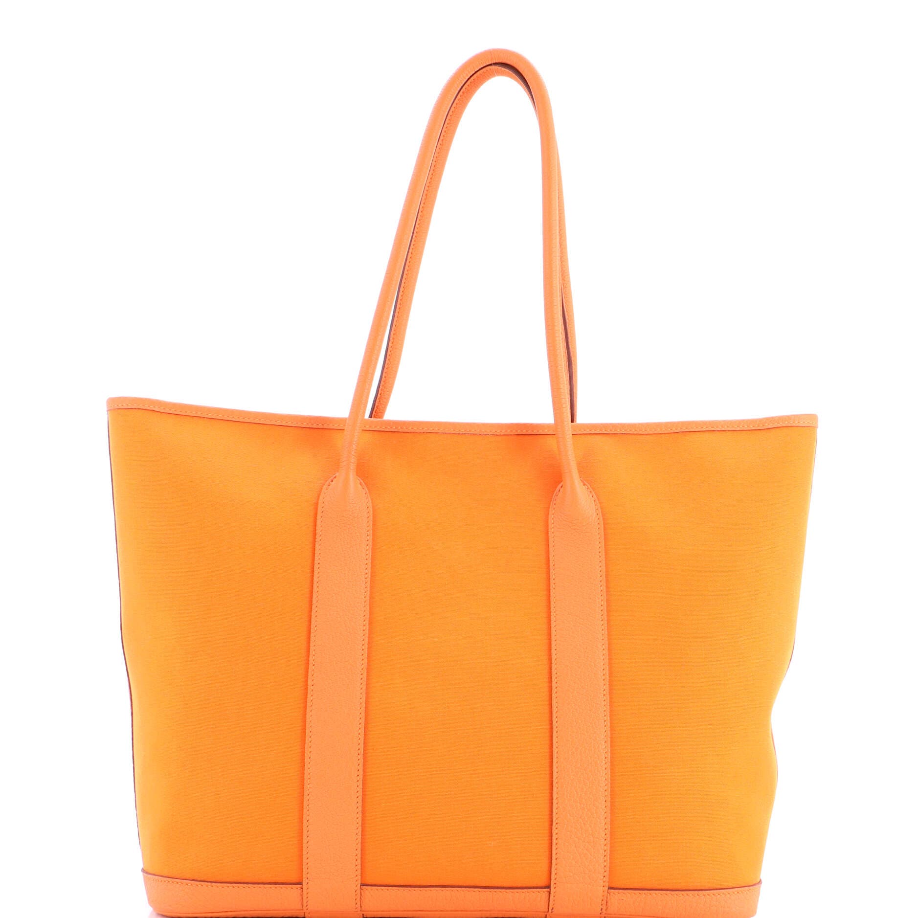 Garden Party Zip Tote Toile and Leather 36, Main, color, Orange H