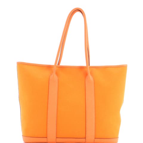 Garden Party Zip Tote Toile and Leather 36