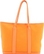 Pre-Owned Hermes Garden Party Zip Tote Toile and Leather 36