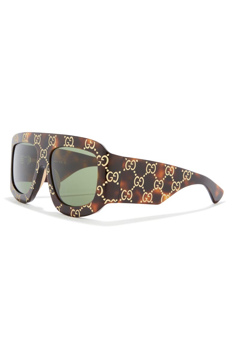 Gucci 59mm Shield Wrap Sunglasses, Alternate, color, Havana Havana Green